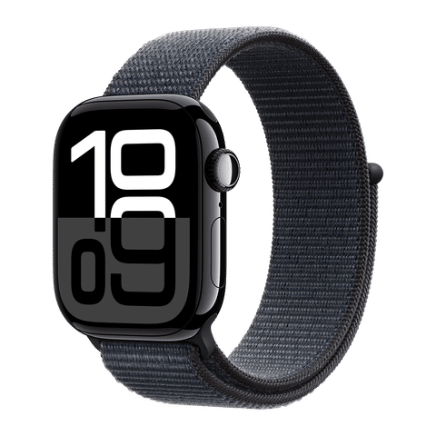 Apple Watch Series 10 GPS with Sport Loop (42mm Retina LTPO3 OLED Display, Jet Black Aluminum Case)