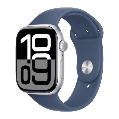 Apple Watch Series 10 GPS with Sport Band - S/M (46mm Retina LTPO3 OLED Display, Silver Aluminium Case)