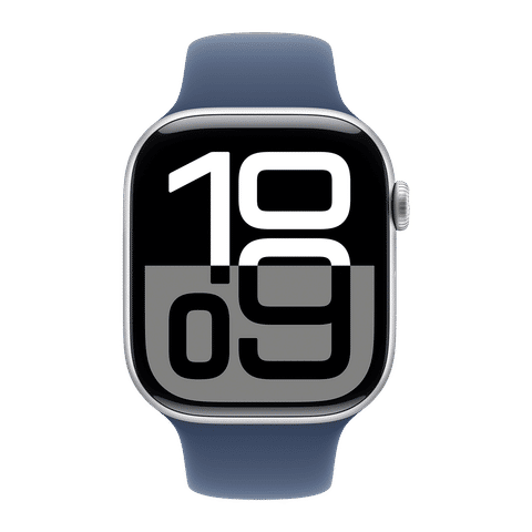 Apple Watch Series 10 GPS with Sport Band - S/M (46mm Retina LTPO3 OLED Display, Silver Aluminium Case)