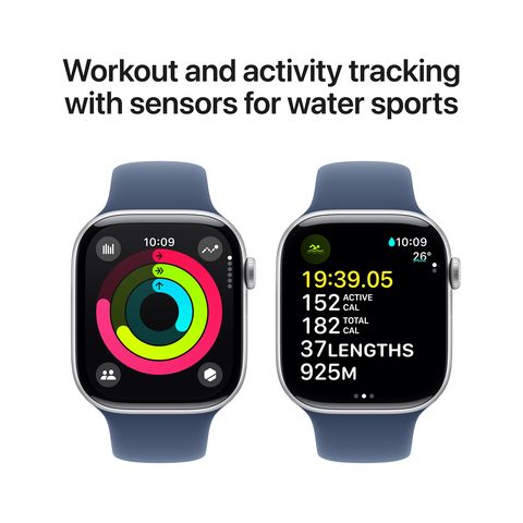 Apple Watch Series 10 GPS with Sport Band - S/M (46mm Retina LTPO3 OLED Display, Silver Aluminium Case)