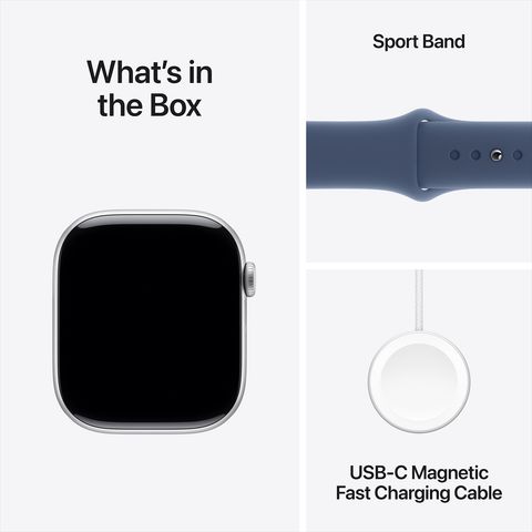 Apple Watch Series 10 GPS with Sport Band - S/M (46mm Retina LTPO3 OLED Display, Silver Aluminium Case)