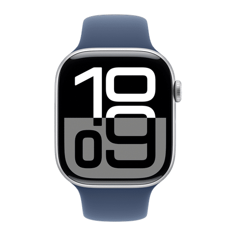 Apple Watch Series 10 GPS with Sport Band - M/L (46mm Retina LTPO3 OLED Display, Silver Aluminium Case)