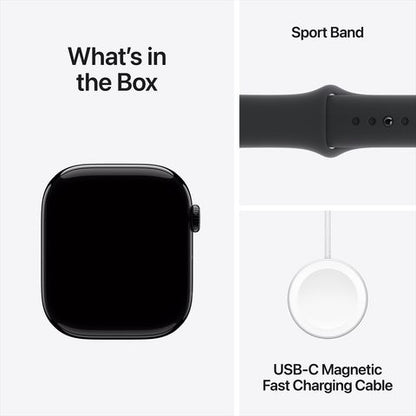 Apple Watch Series 10 GPS with Sport Band - S/M (46mm Retina LTPO3 OLED Display, Jet Black Aluminium Case)