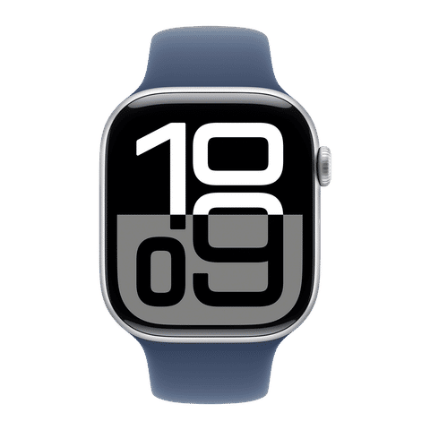 Apple Watch Series 10 GPS+Cellular with Sport Band - M/L (46mm Retina LTPO3 OLED Display, Silver Aluminium Case)