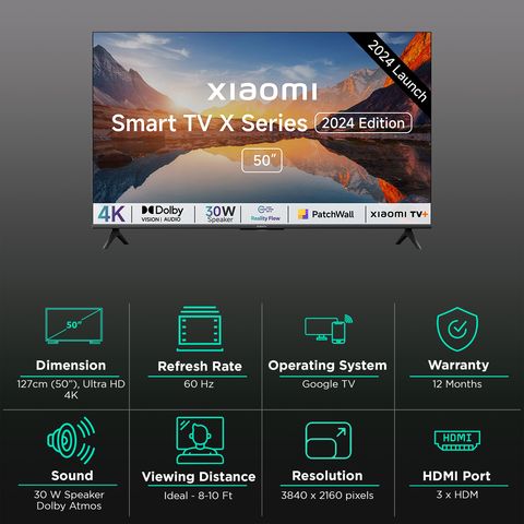 Xiaomi X Series 127 cm (50 inch) 4K Ultra HD LED Google TV with Vivid Picture Engine (2024 model)