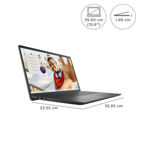 Dell Inspiron 15 3535 AMD Ryzen 5 7520U Thin & Light Laptop (8GB, 51GB SSD, Windows 11 Home, 15.6 inch Full HD IPS Display, MS Office, Carbon Black, 1.62 KG)