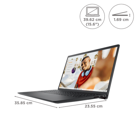 DELL Inspiron 15 3535 AMD Ryzen 3 7320U Notebook Laptop (8GB, 512GB SSD, Windows 11 Home, 15.6 inch Full HD Display, MS Office 2021, Carbon Black, 1.85 KG)