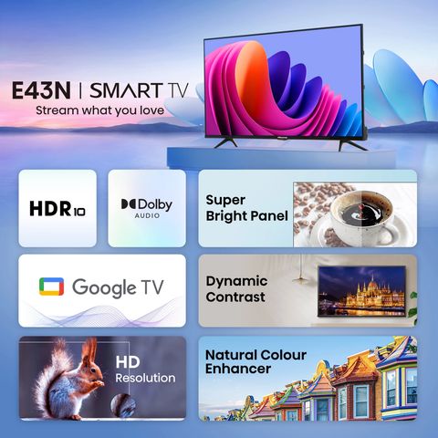 Hisense E43N 80 cm (32 inch) HD Ready LED Smart Google TV with Dolby Audio (2024 model)