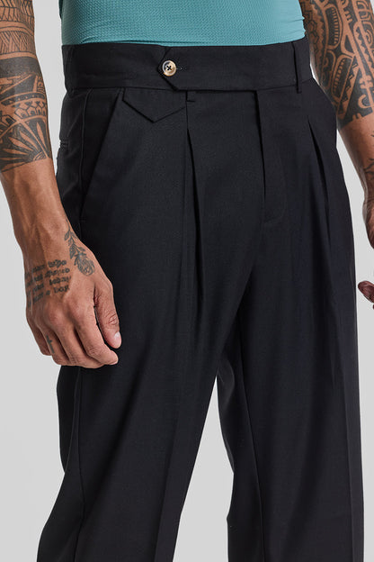 Black Relaxed Fit Korean Trousers