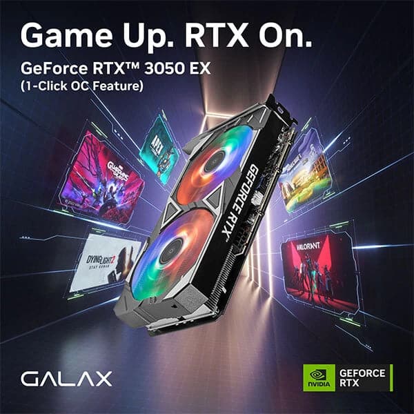 GALAX GeForce RTX 3050 EX LHR (1-Click OC) 8GB Nvidia Graphic Card