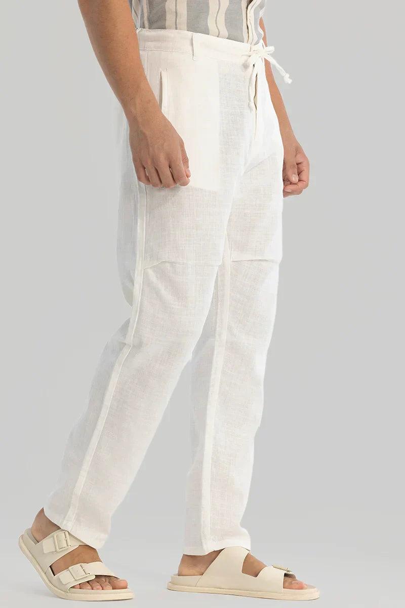 White Plain Baggy Fit Trousers