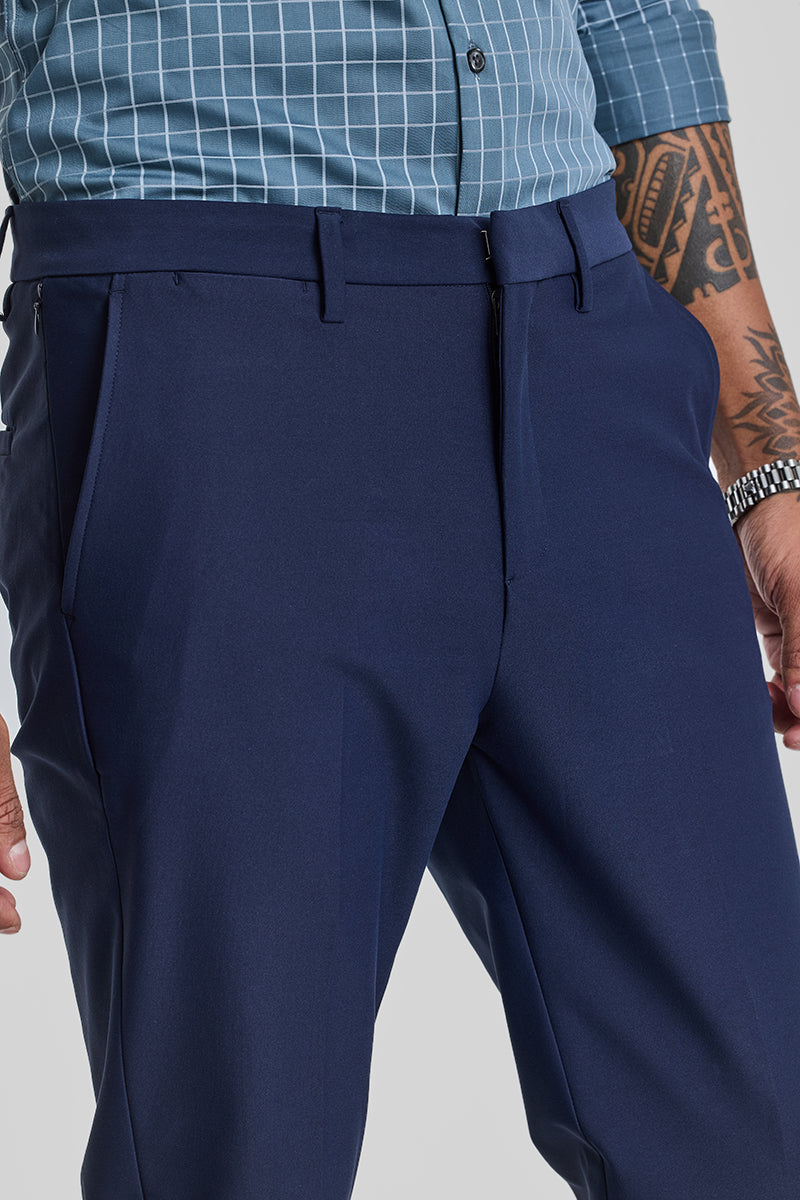 Dark Blue Slim Fit Stretch Trousers