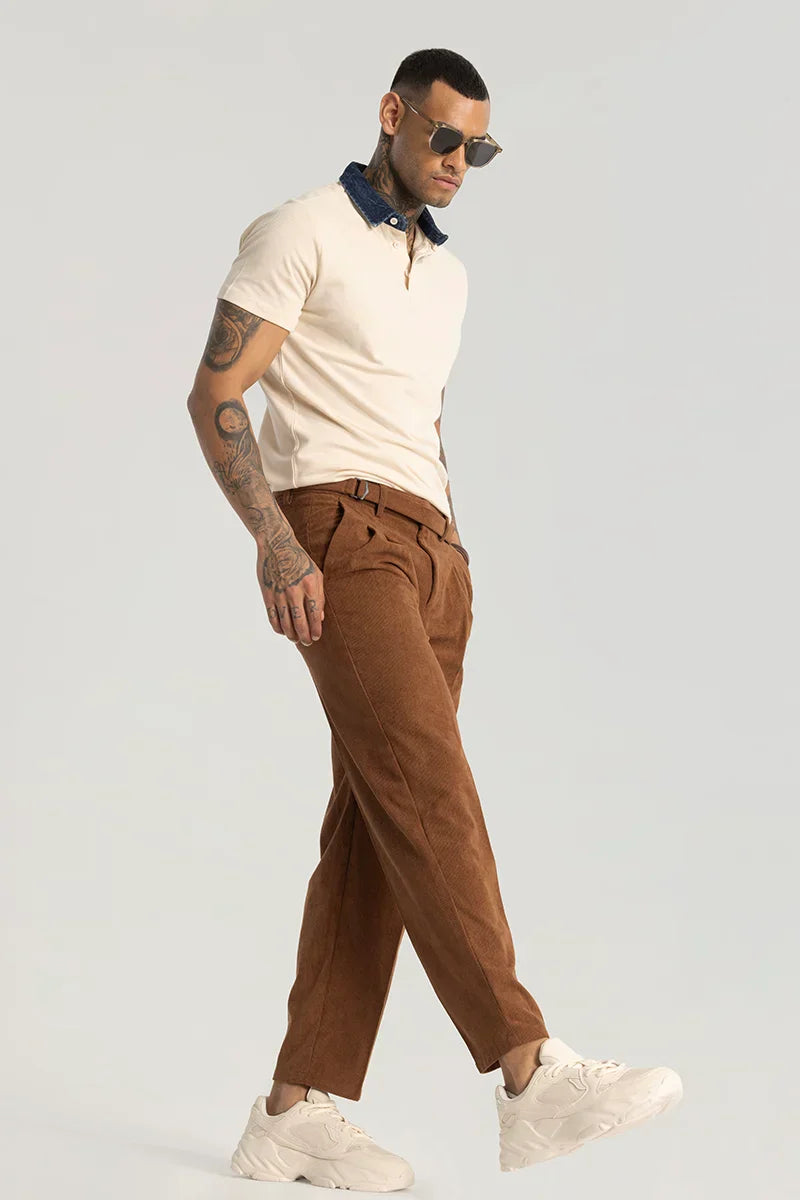 Brown Corduroy Korean Trousers