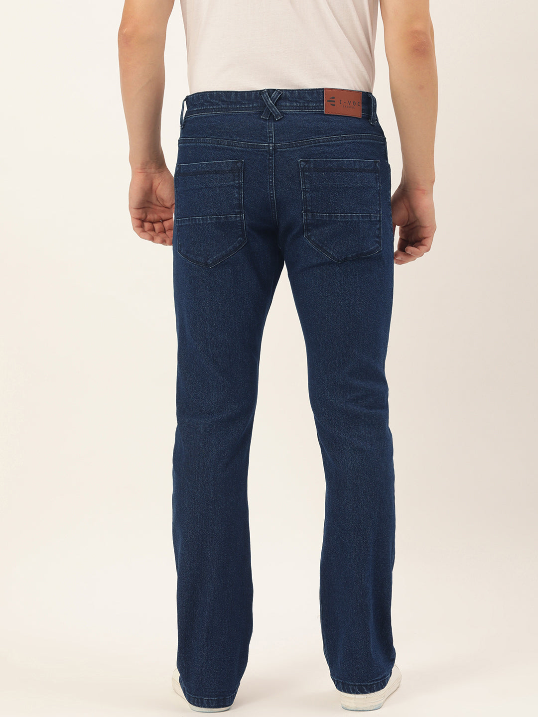 Men Navy Boot-Cut Solid Jeans