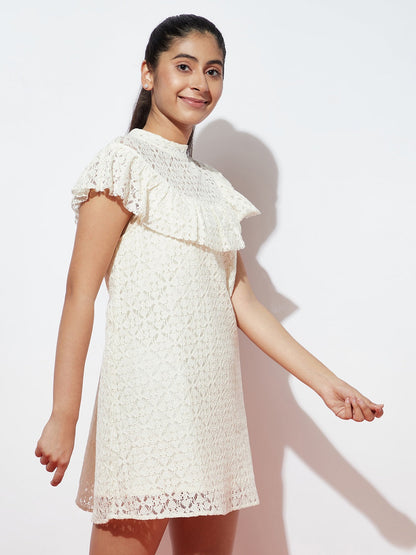 Girls Woven Schifili White Dress