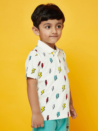 Kid Boys Thunder Print Polo