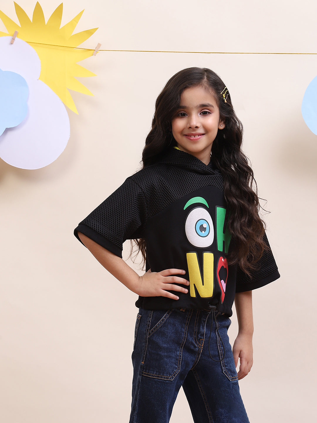 Girls' Trendy "Oh No" Graphic Hoodie