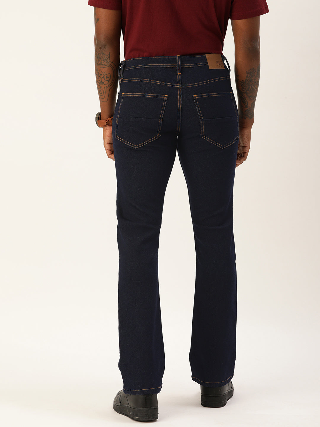 Men Blue Boot-Cut Solid Jeans