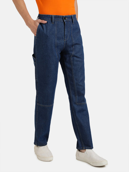 Men Blue Relaxed Fit Solid Carpenter Style Jeans