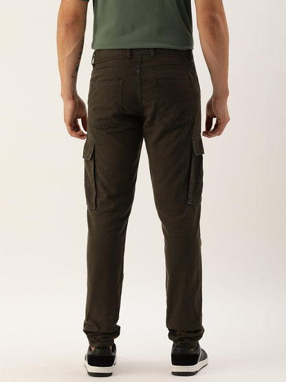 Men Woodland Slim Fit Solid Cargo Trouser