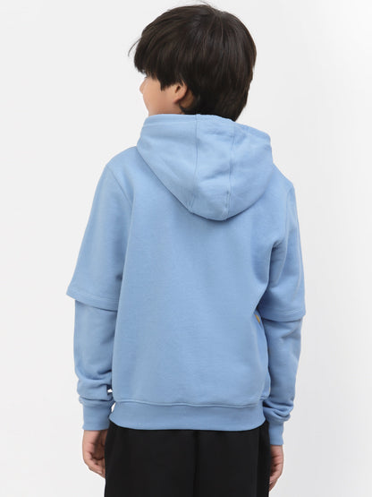 Boys Winter Colour Block Hoodie Blue