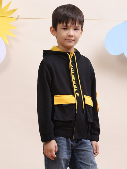 Boys Black & Yellow Zipper Hoodie