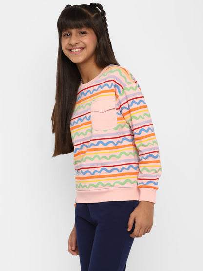 Spunkies-Girls-All-Over-Printed-Sweatshirt-Pink