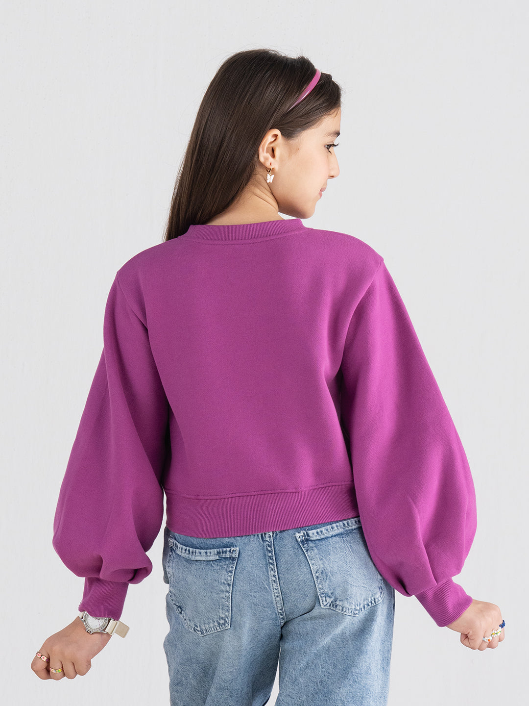 Trendy Embroidered Purple Sweatshirt