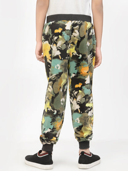 Organic Flower Printed Boy Jogger- Yellow