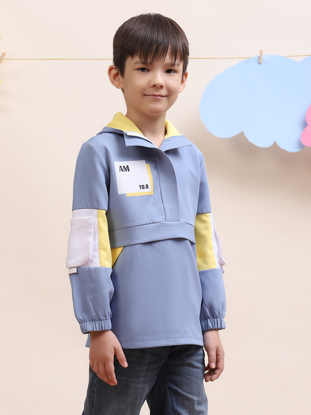 Stylish Blue Kids' Jacket with Utility Pockets