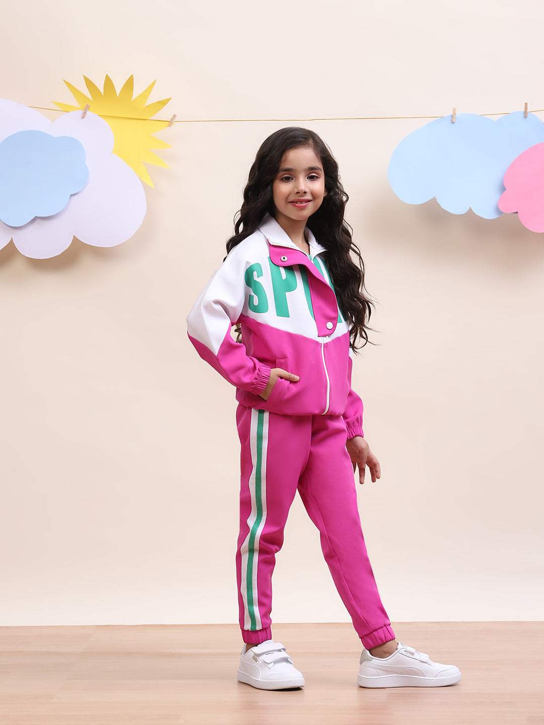 Trendy Pink Sportswear Set for Girls