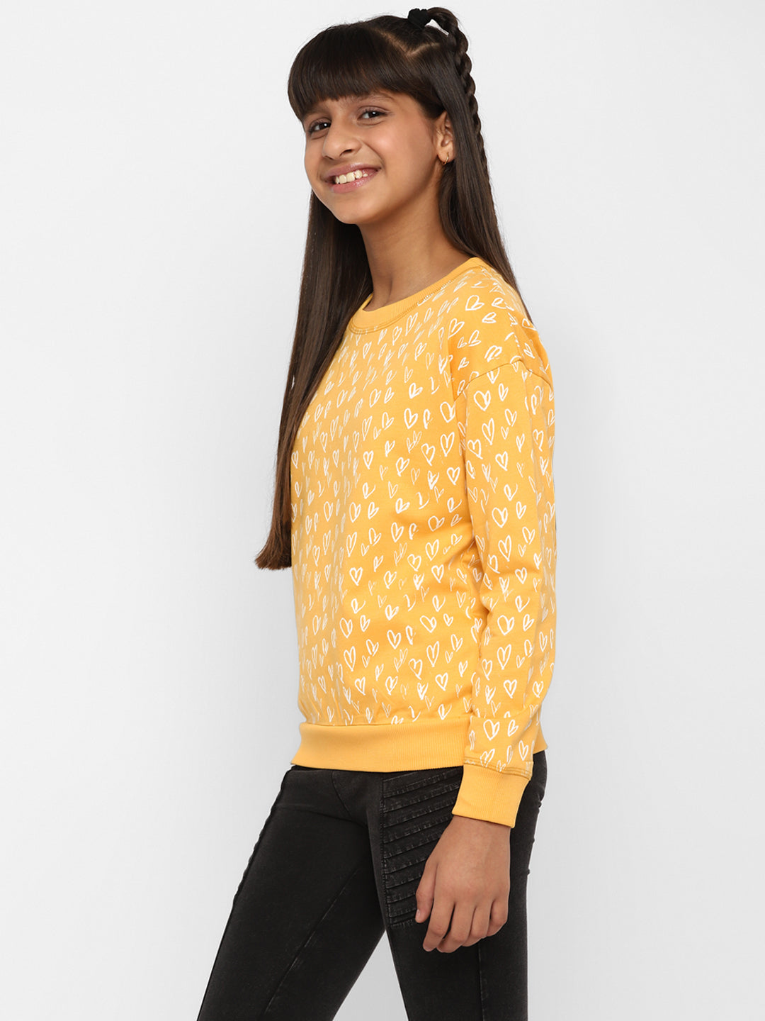 Girls-All-Over-Heart-Printed-Sweatshirt-Yellow