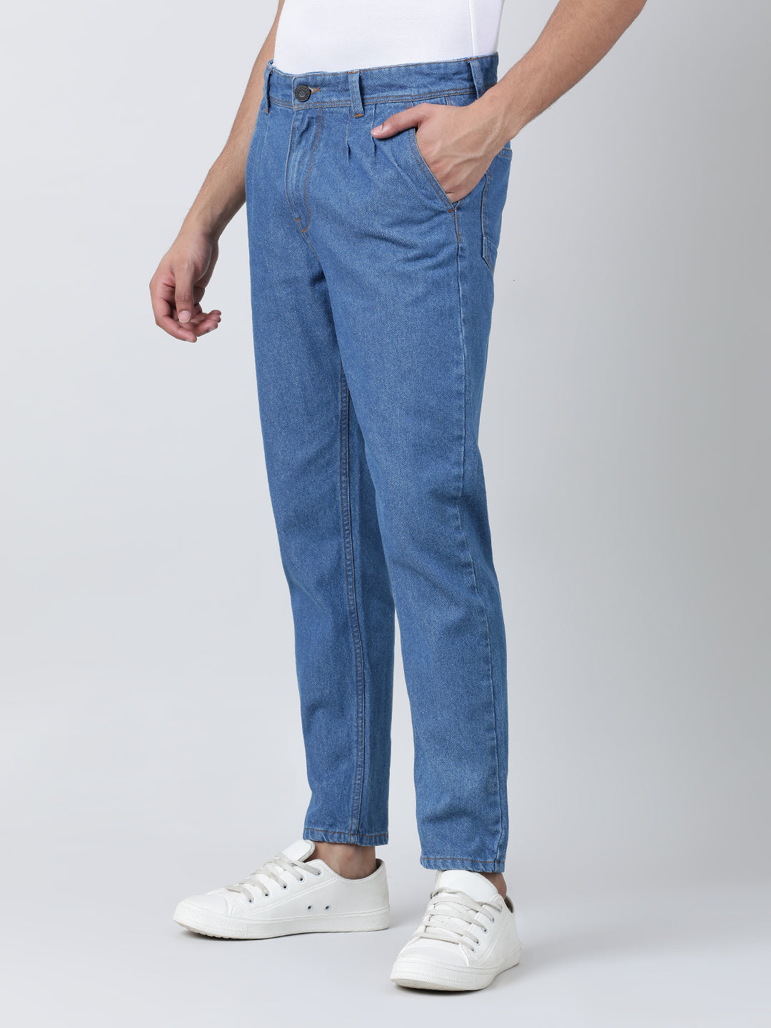 Mens comfy tapered fit denim trouser