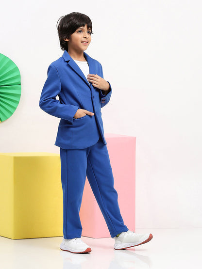 Boys' Classic Blue Blazer & Trousers Suit Set - Elegant Formal Wear