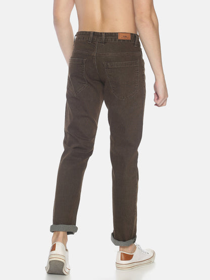 Men Brown Skinny Fit Solid Jeans