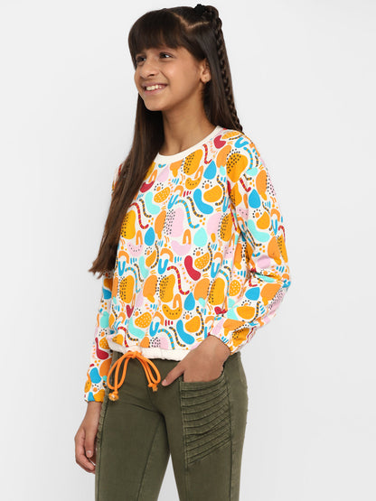 Girls-All-Over-Printed-Sweatshirt-Orange