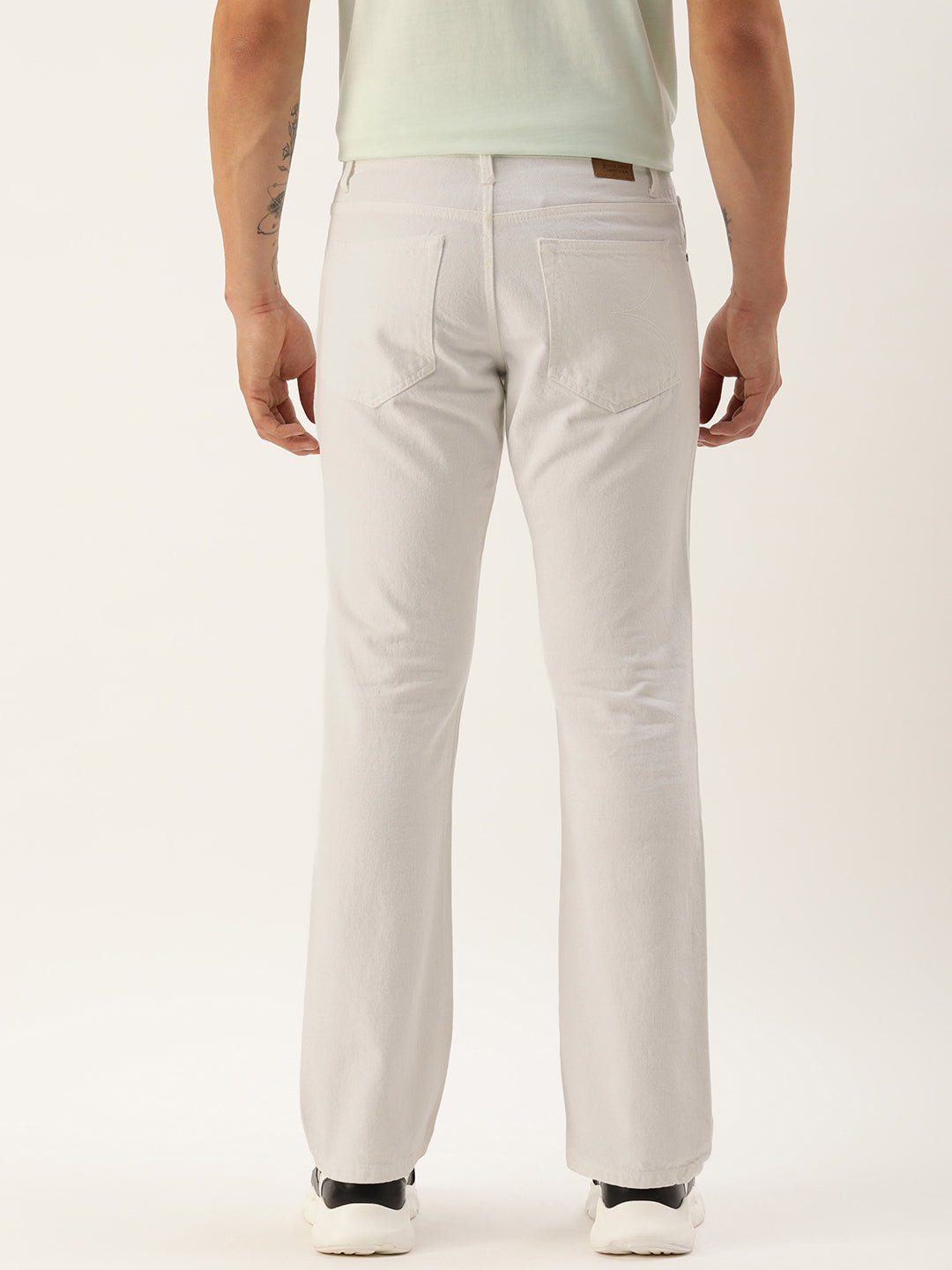 Men White Boot-Cut Solid Jeans