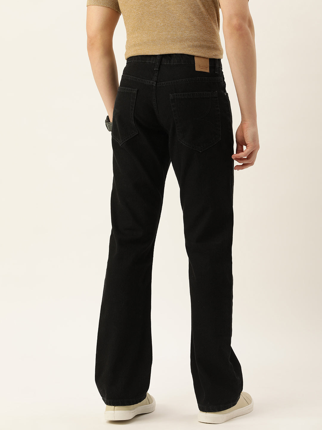 Men Black Boot-Cut Solid Jeans