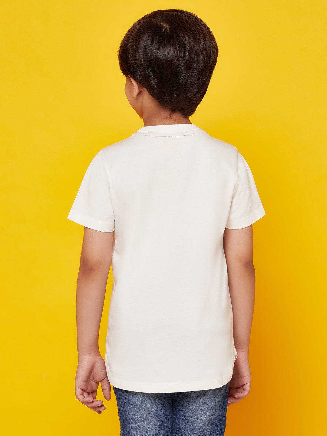 Kid Boys White T-Shirt and Orange Striped Shorts Set