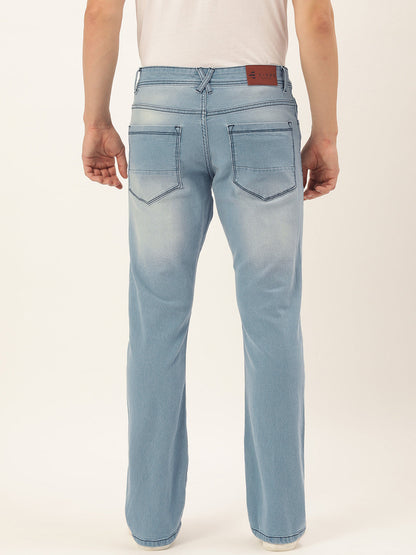 Men Light Blue Boot-Cut Solid Jeans