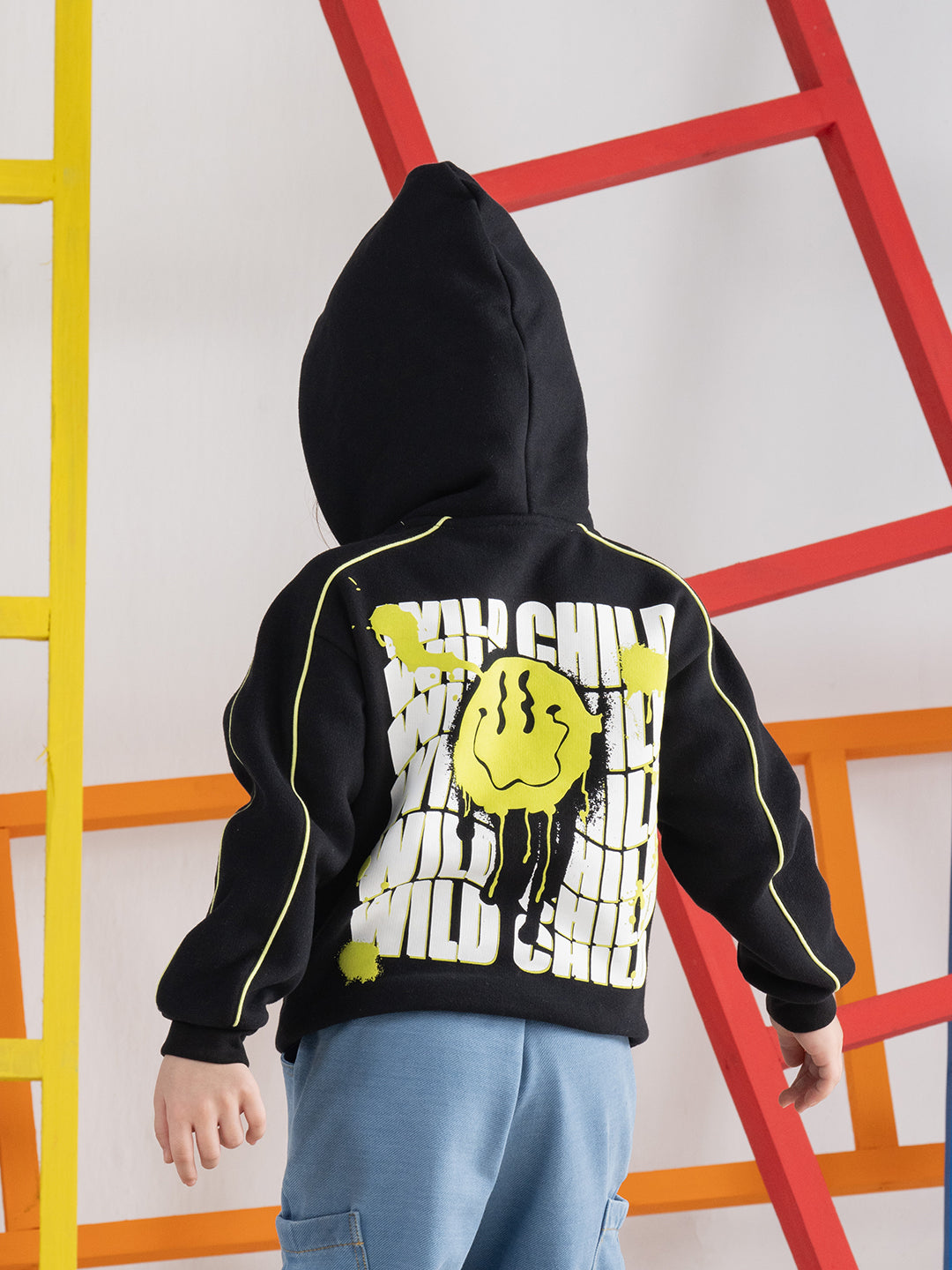 Neon Puff Printed Zipper Hoodie