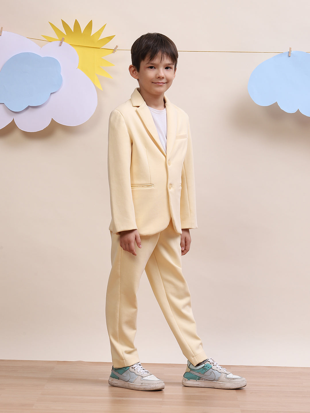 Boys Elegant Off-White Formal Suit Set