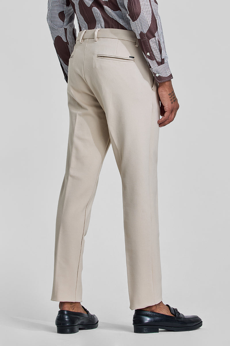 Beige Slim Fit Trousers