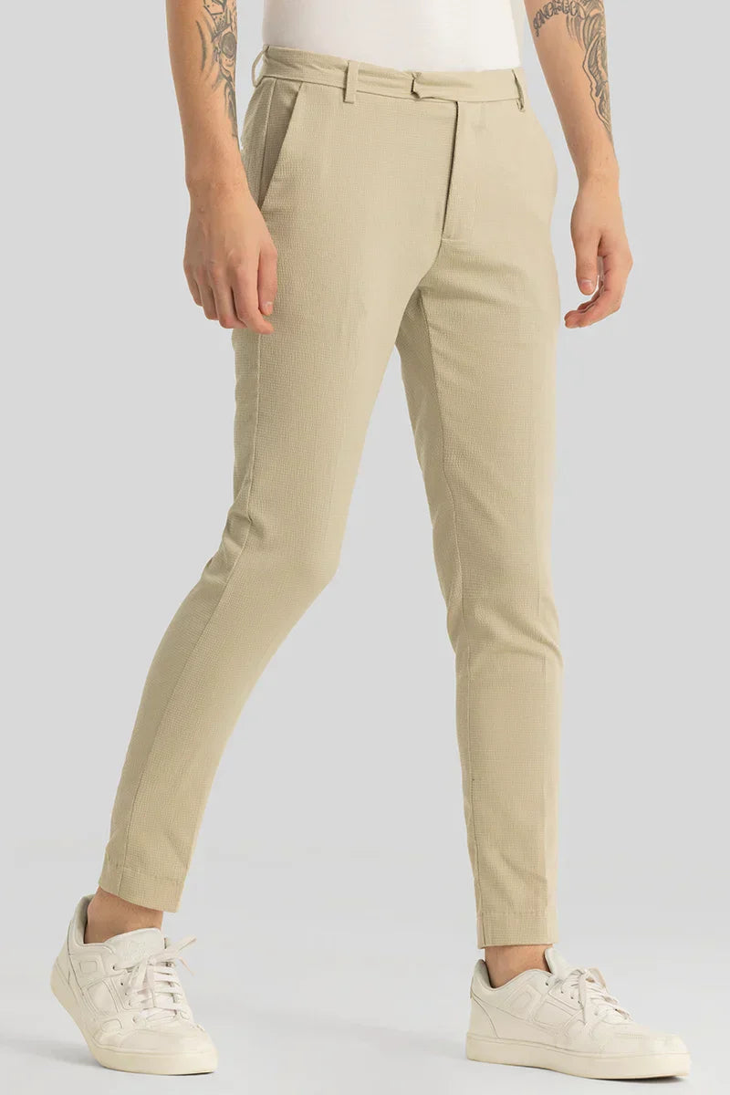 Yann Nude Plain Slim Fit Trousers