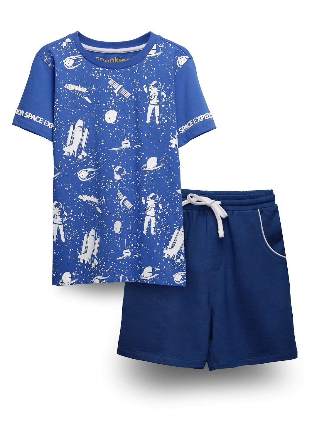 Cute boys blue space-printed sets