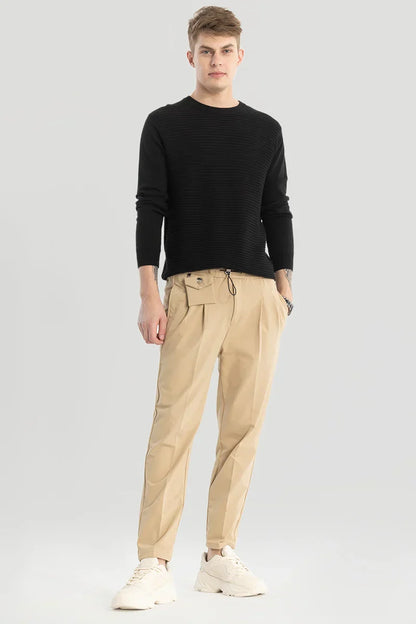 Beige Relaxed Fit Trousers