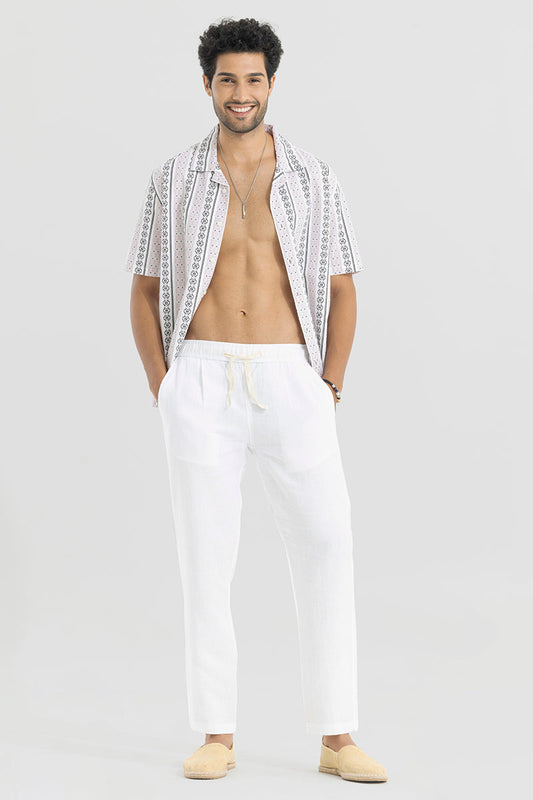 Ace White Linen Pant