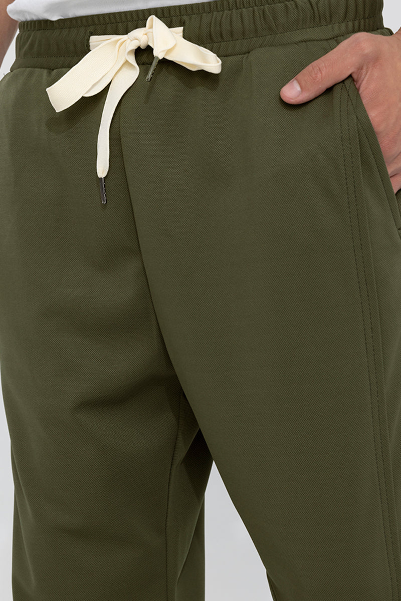 Waffle Knit Olive Relaxed Fit Pant