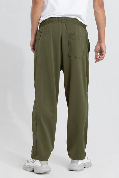 Waffle Knit Olive Relaxed Fit Pant