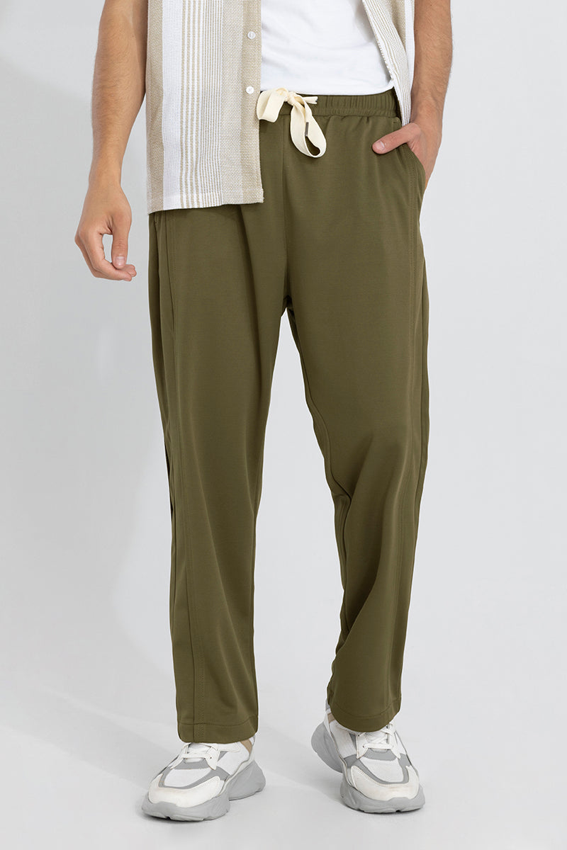 Waffle Knit Green Relaxed Fit Pant